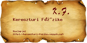Kereszturi Füzike névjegykártya